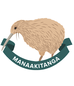 Kiwi with Manaakitanga banner