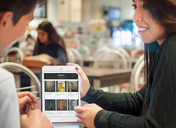 Click the photo of a girl showing a friend a collection on her iPad to view the post on sharing digital collections. 
